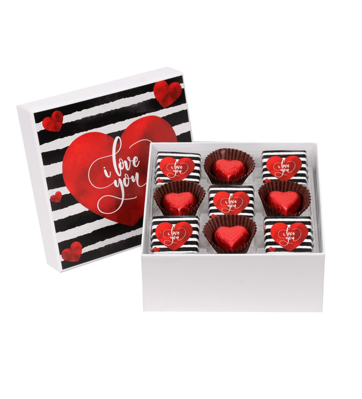 Çizgili Kalpler Sevgililer Günü Çikolata